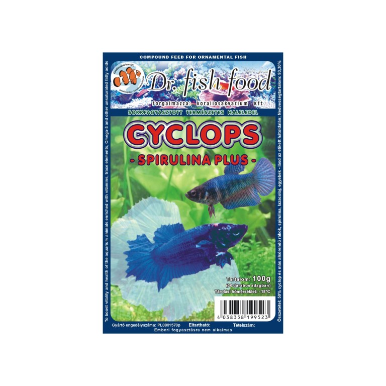 Dr. Fishfood Fagyasztott Cyclops Spirulina Plus 100g
